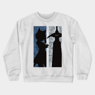 Reincarnated as a Sword Fran and Shishou Grunge Distressed Minimalist Silhouette Design Crewneck Sweatshirt